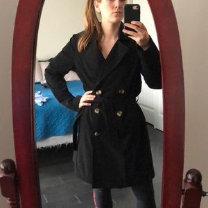 Black trench coat rain coat